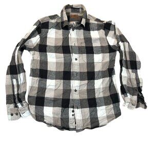 Woolrich Mens Button-Up Shirt Medium White Gray Long-Sleeve Casual Top Pocket